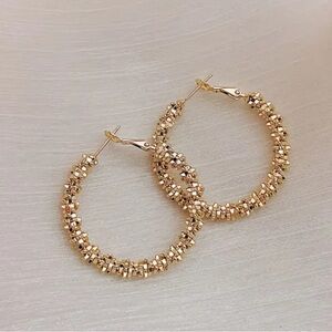 Gold Textured Hoop Earrings